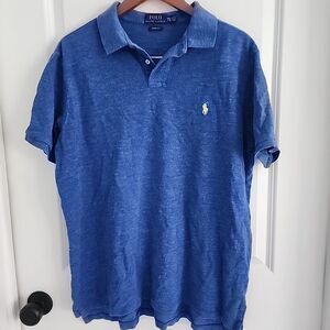 Polo Ralph Lauren Short Sleeve Polo Shirt Men XXL Blue Custom Fit Gold Pony